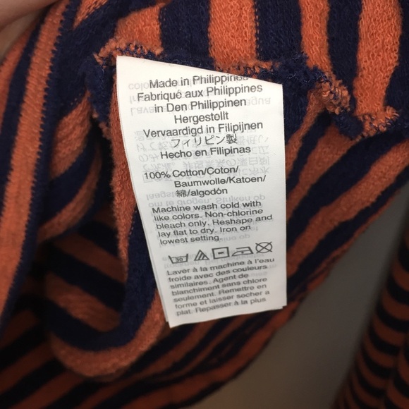 Madewell Striped Mockneck Boxy Top XXS navy blue orange shirt cotton - Picture 7 of 8